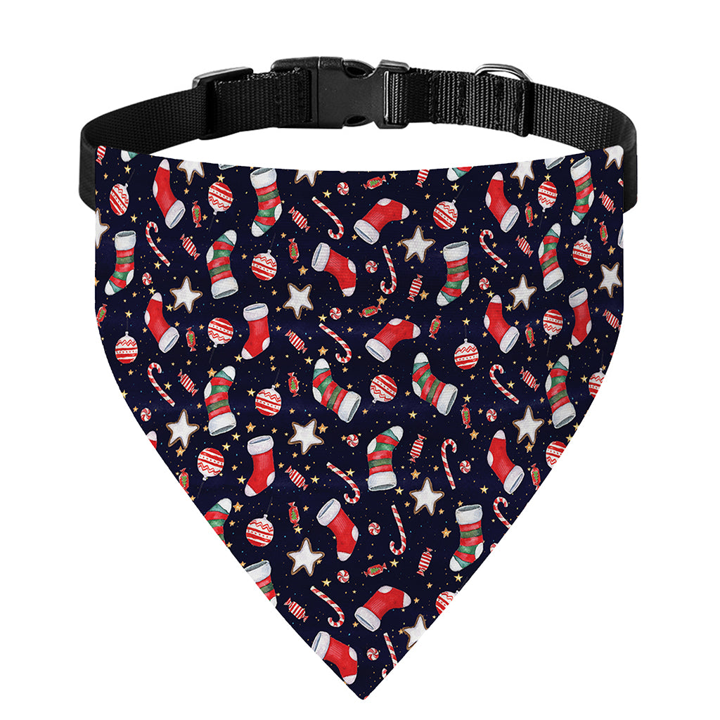 Watercolor Merry Christmas Pattern Print Over The Collar Dog Bandana