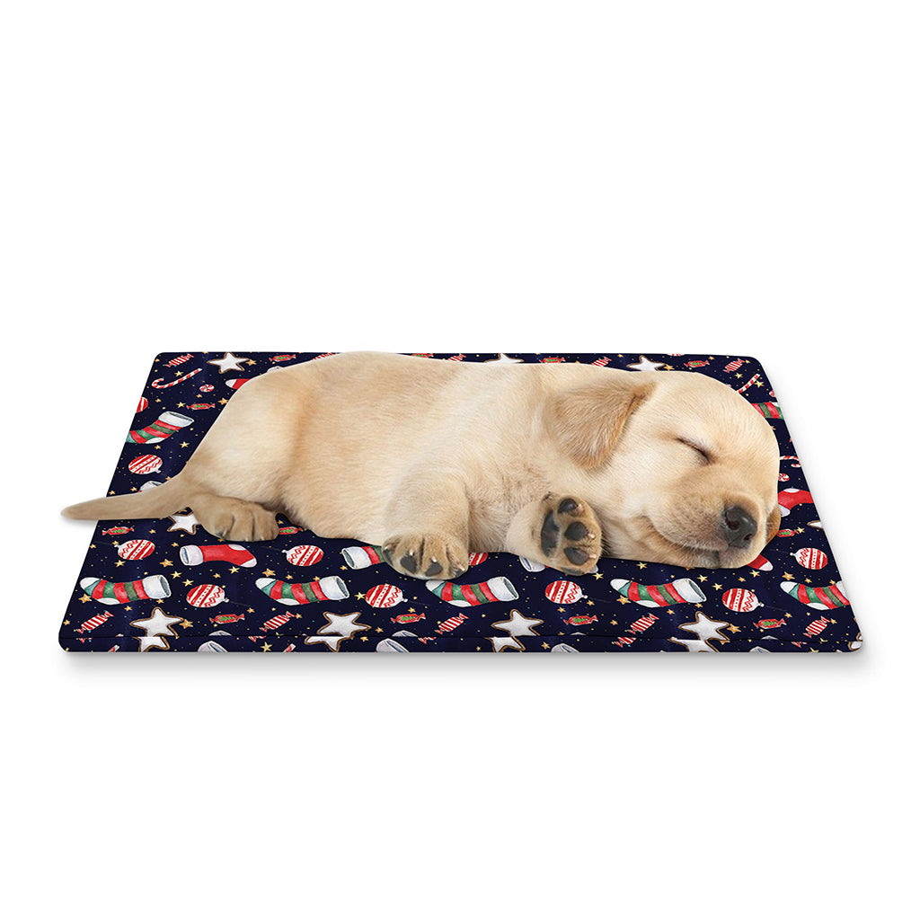 Watercolor Merry Christmas Pattern Print Pet Cooling Mat Cover
