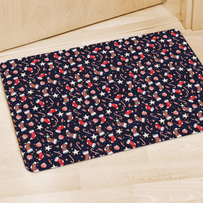 Watercolor Merry Christmas Pattern Print Polyester Doormat