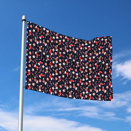 Watercolor Merry Christmas Pattern Print Polyester Flag