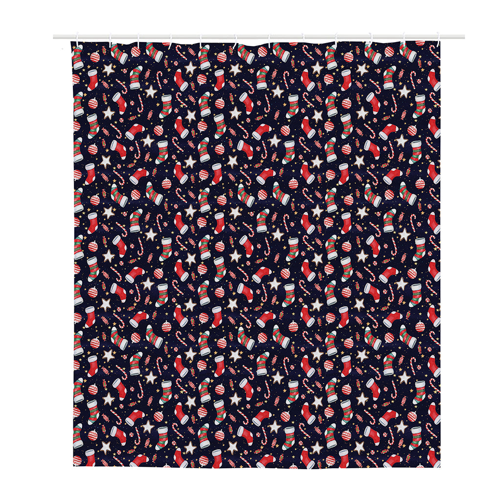 Watercolor Merry Christmas Pattern Print Polyester Shower Curtain