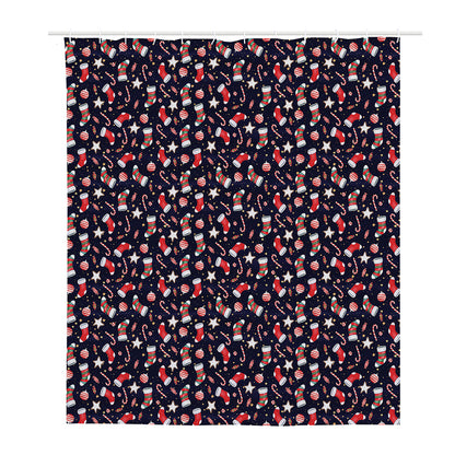 Watercolor Merry Christmas Pattern Print Polyester Shower Curtain