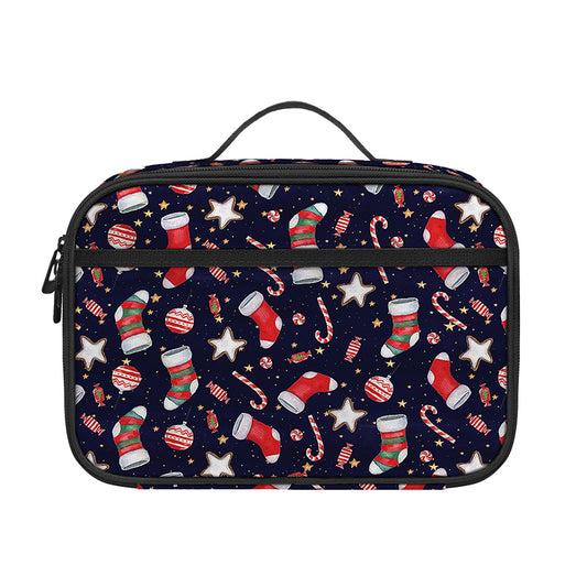 Watercolor Merry Christmas Pattern Print Portable Lunch Bag