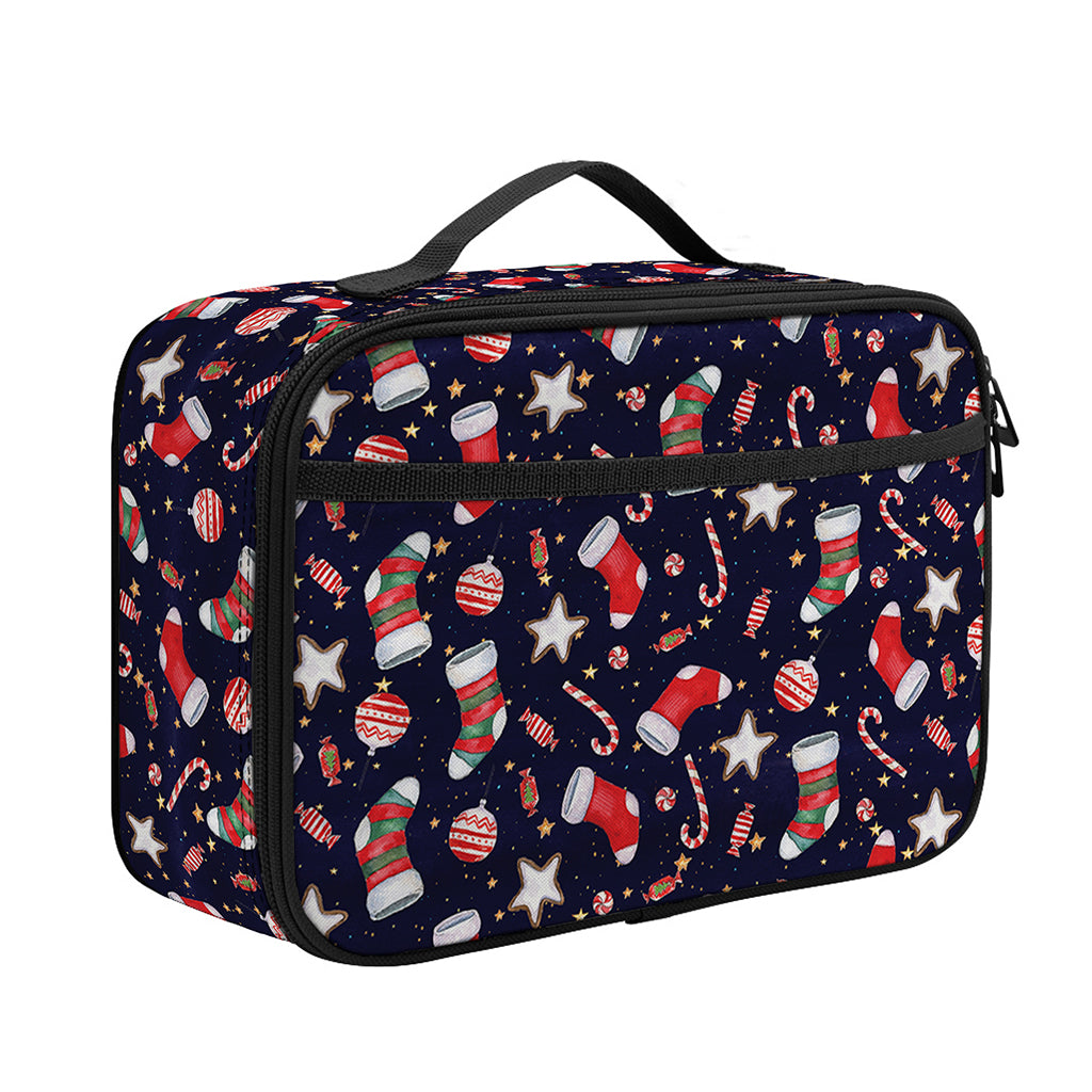 Watercolor Merry Christmas Pattern Print Portable Lunch Bag