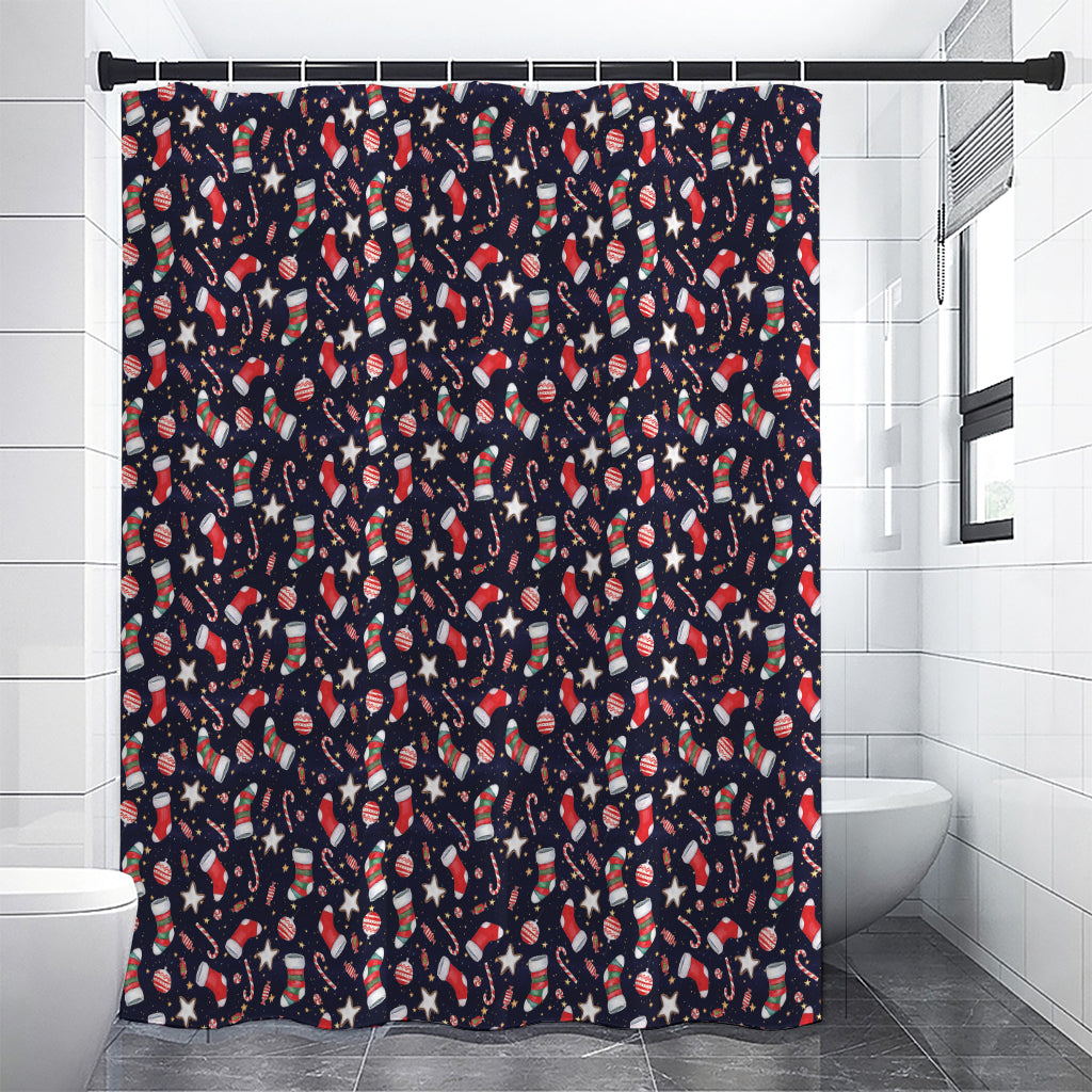 Watercolor Merry Christmas Pattern Print Premium Shower Curtain