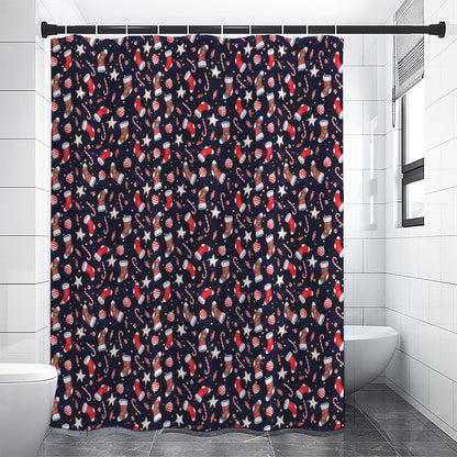 Watercolor Merry Christmas Pattern Print Premium Shower Curtain