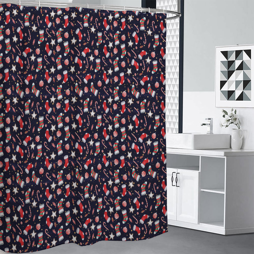 Watercolor Merry Christmas Pattern Print Premium Shower Curtain