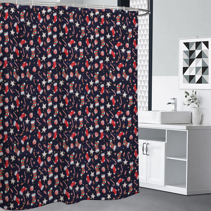 Watercolor Merry Christmas Pattern Print Premium Shower Curtain
