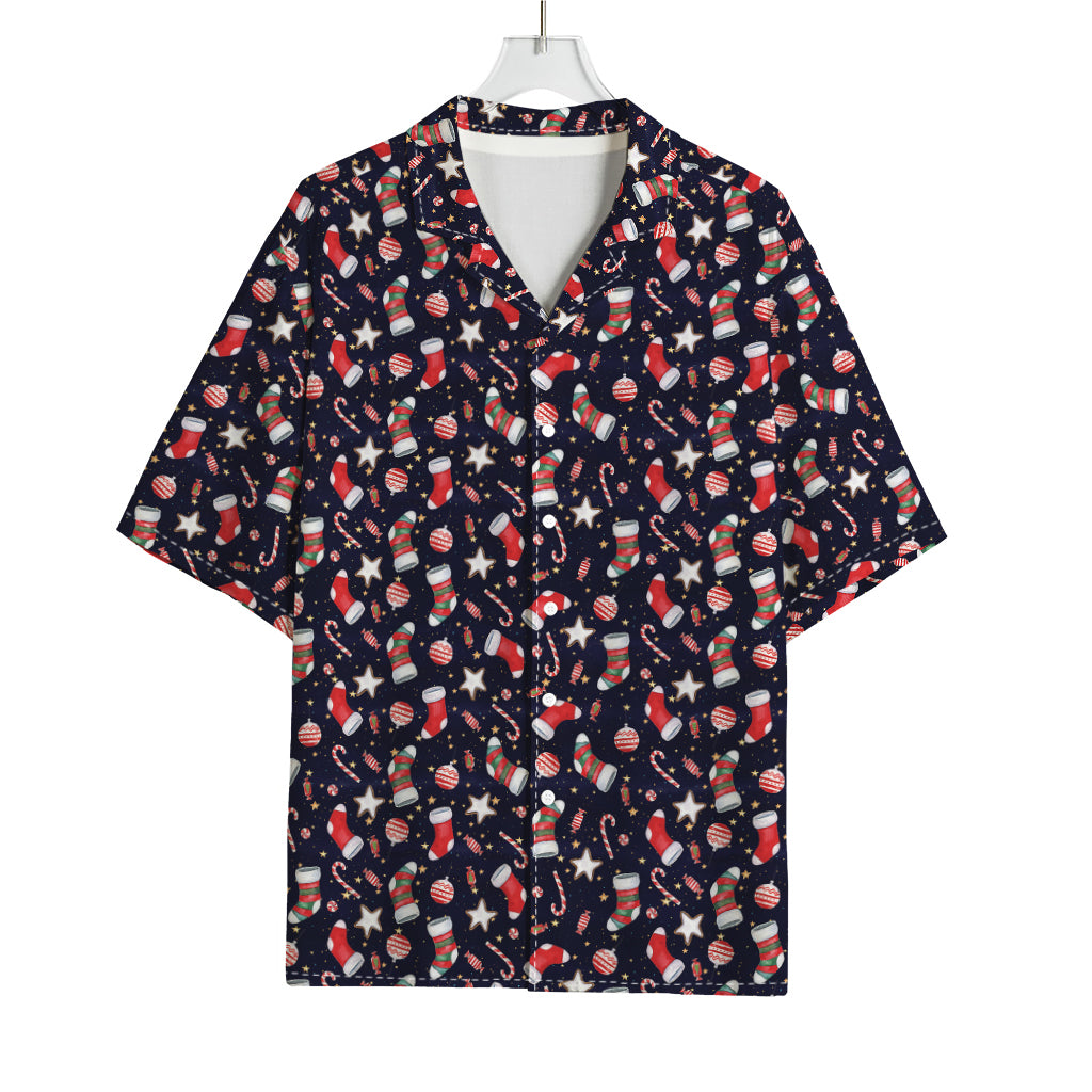 Watercolor Merry Christmas Pattern Print Rayon Hawaiian Shirt