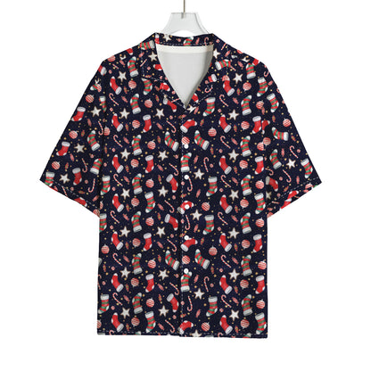 Watercolor Merry Christmas Pattern Print Rayon Hawaiian Shirt