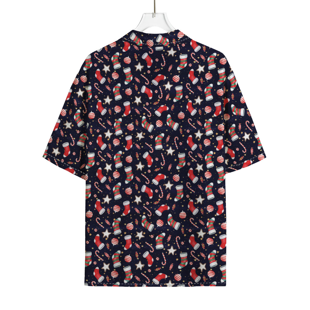Watercolor Merry Christmas Pattern Print Rayon Hawaiian Shirt