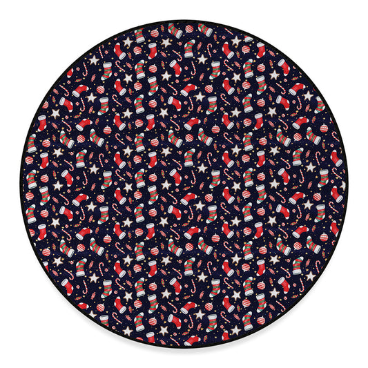 Watercolor Merry Christmas Pattern Print Round Floor Mat