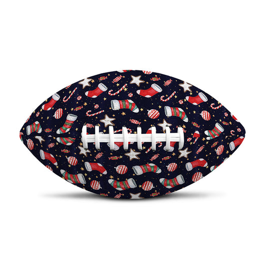 Watercolor Merry Christmas Pattern Print Rugby Ball