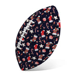 Watercolor Merry Christmas Pattern Print Rugby Ball