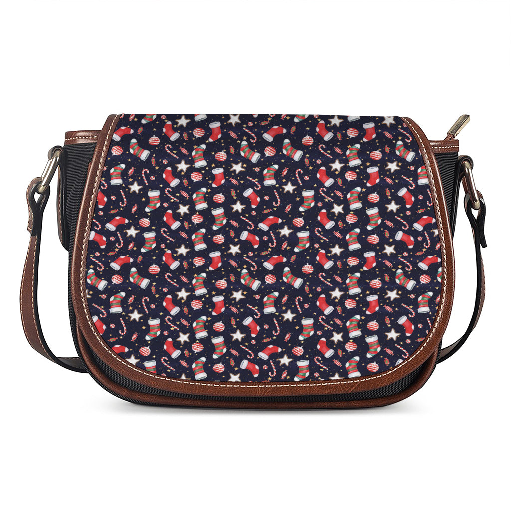 Watercolor Merry Christmas Pattern Print Saddle Bag
