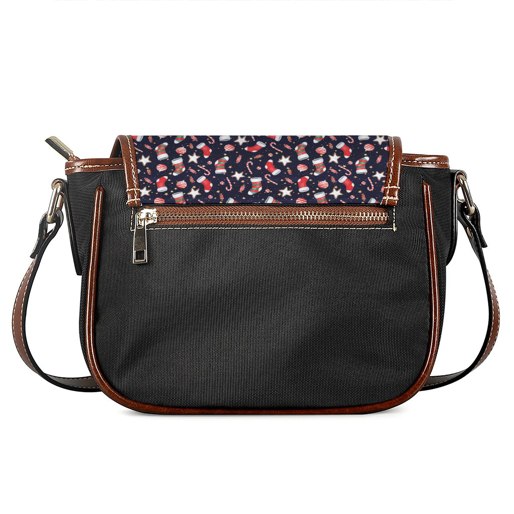 Watercolor Merry Christmas Pattern Print Saddle Bag