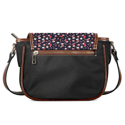 Watercolor Merry Christmas Pattern Print Saddle Bag