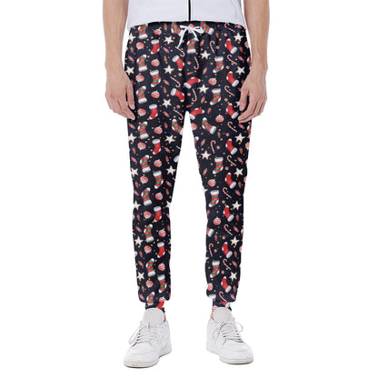 Watercolor Merry Christmas Pattern Print Scuba Joggers