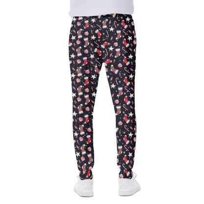 Watercolor Merry Christmas Pattern Print Scuba Joggers