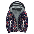 Watercolor Merry Christmas Pattern Print Sherpa Lined Zip Up Hoodie