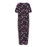 Watercolor Merry Christmas Pattern Print Short Sleeve Long Nightdress
