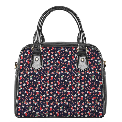 Watercolor Merry Christmas Pattern Print Shoulder Handbag