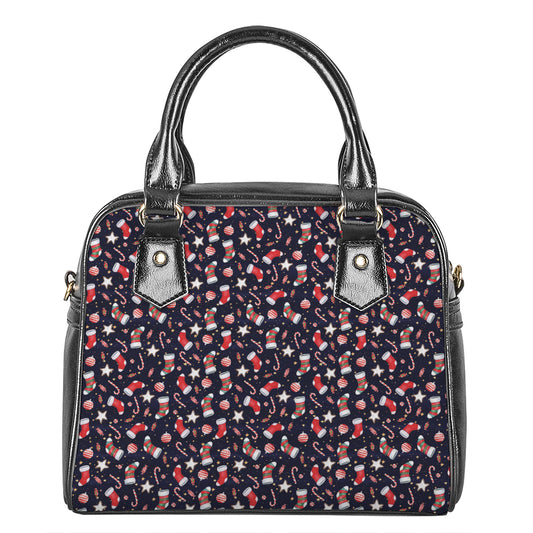Watercolor Merry Christmas Pattern Print Shoulder Handbag