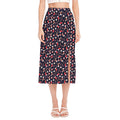 Watercolor Merry Christmas Pattern Print Side Slit Midi Skirt