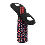 Watercolor Merry Christmas Pattern Print Single Neoprene Wine Tote
