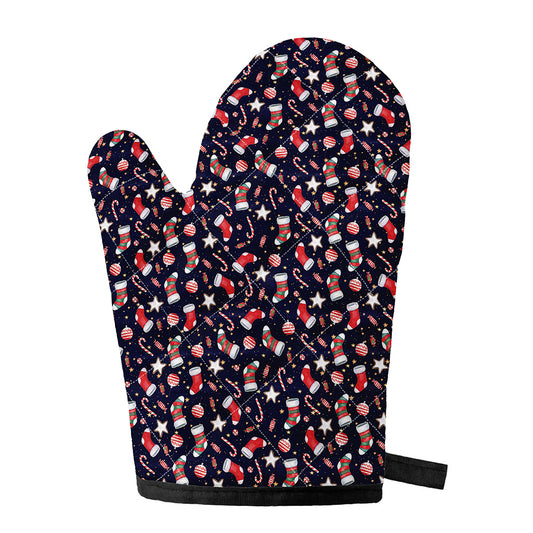 Watercolor Merry Christmas Pattern Print Single Oven Mitt