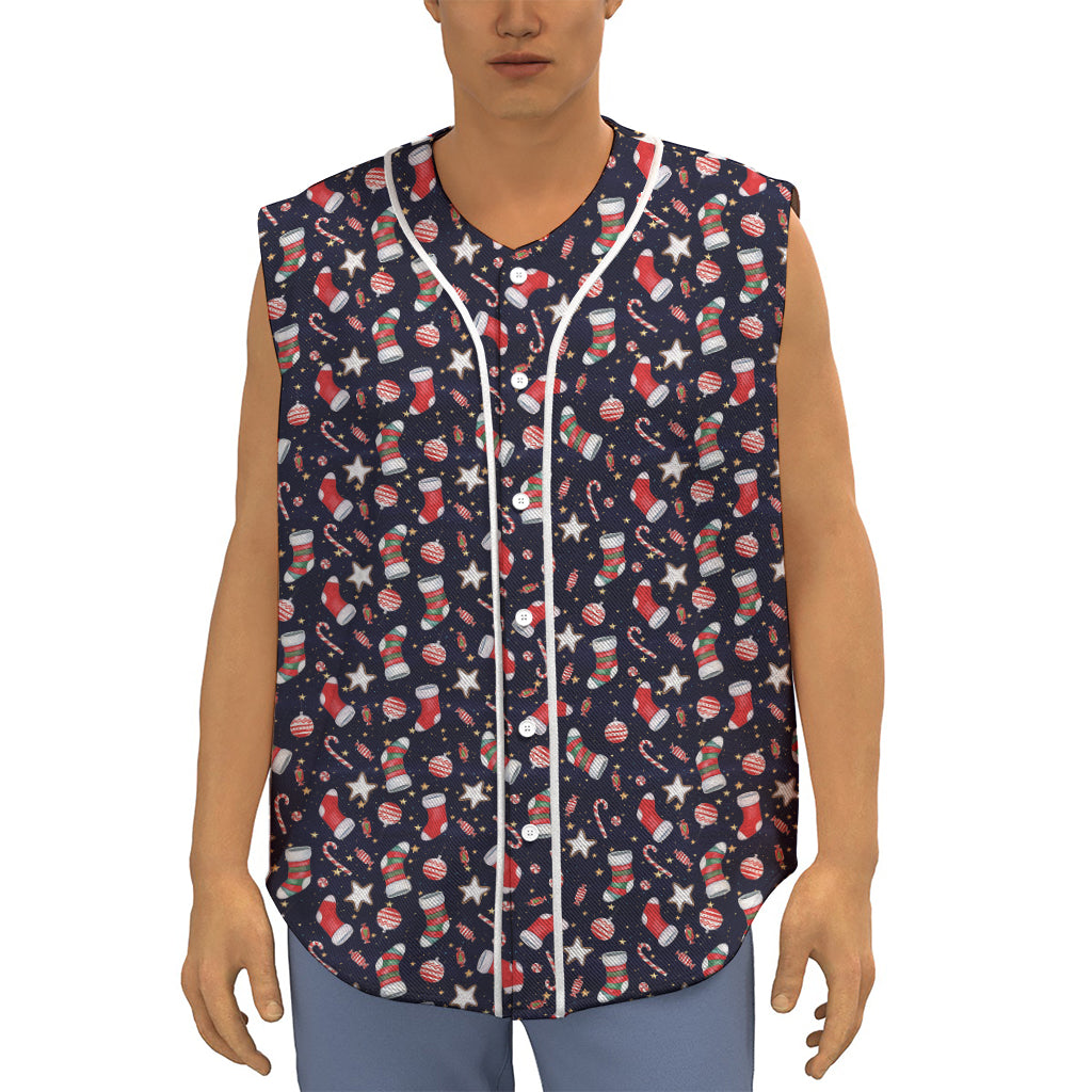 Watercolor Merry Christmas Pattern Print Sleeveless Baseball Jersey