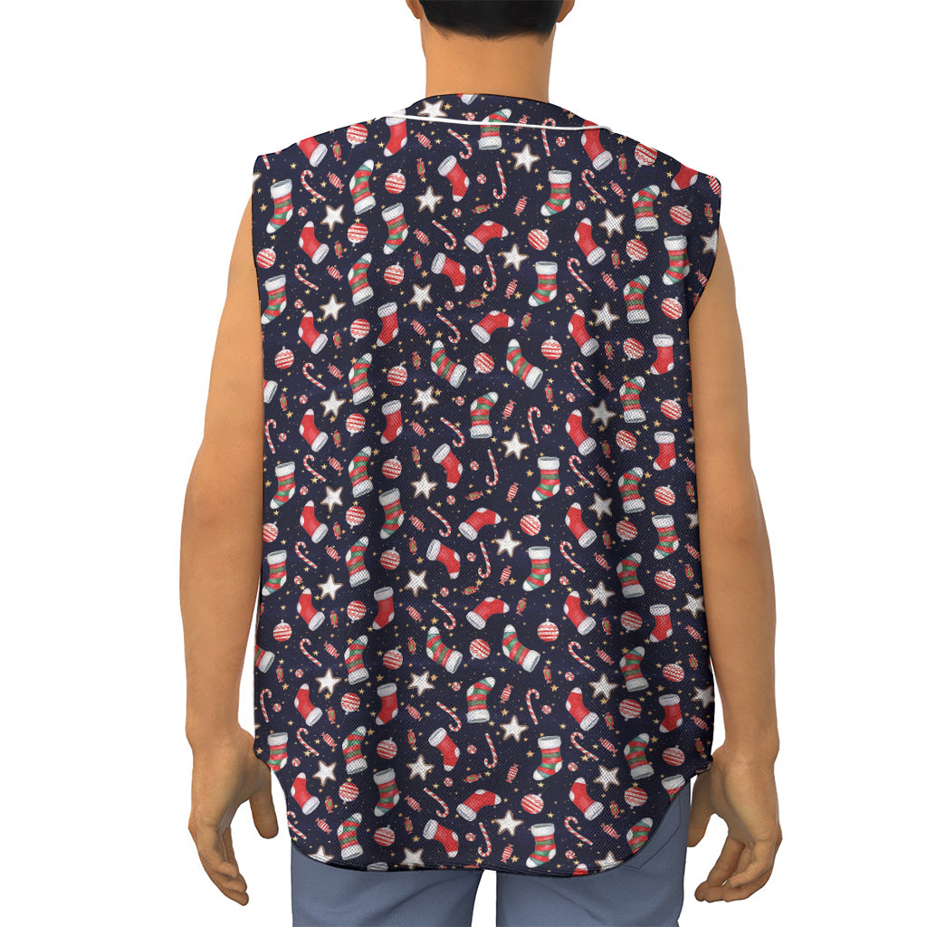Watercolor Merry Christmas Pattern Print Sleeveless Baseball Jersey