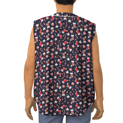 Watercolor Merry Christmas Pattern Print Sleeveless Baseball Jersey