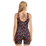 Watercolor Merry Christmas Pattern Print Sleeveless One Piece Swimsuit