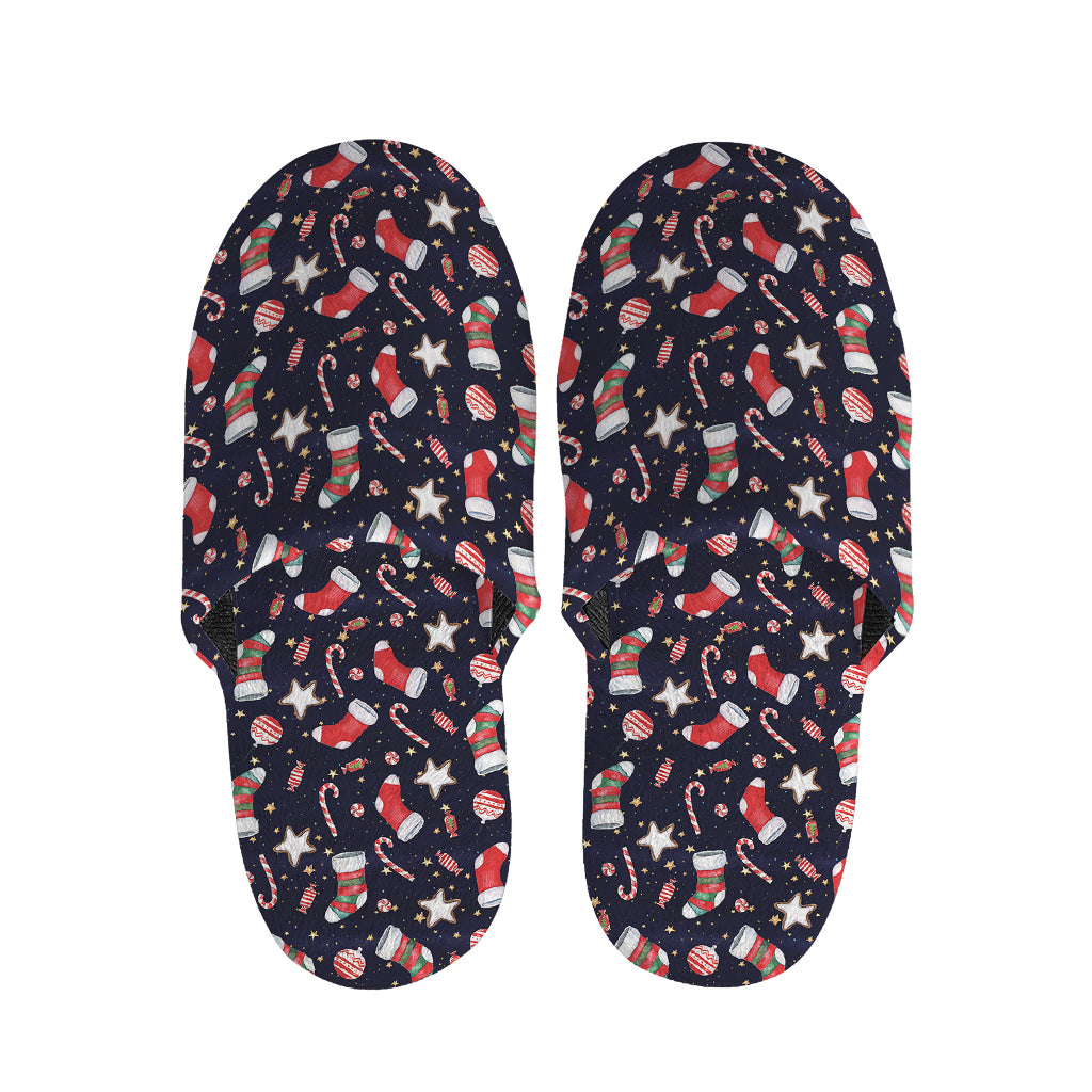 Watercolor Merry Christmas Pattern Print Slippers