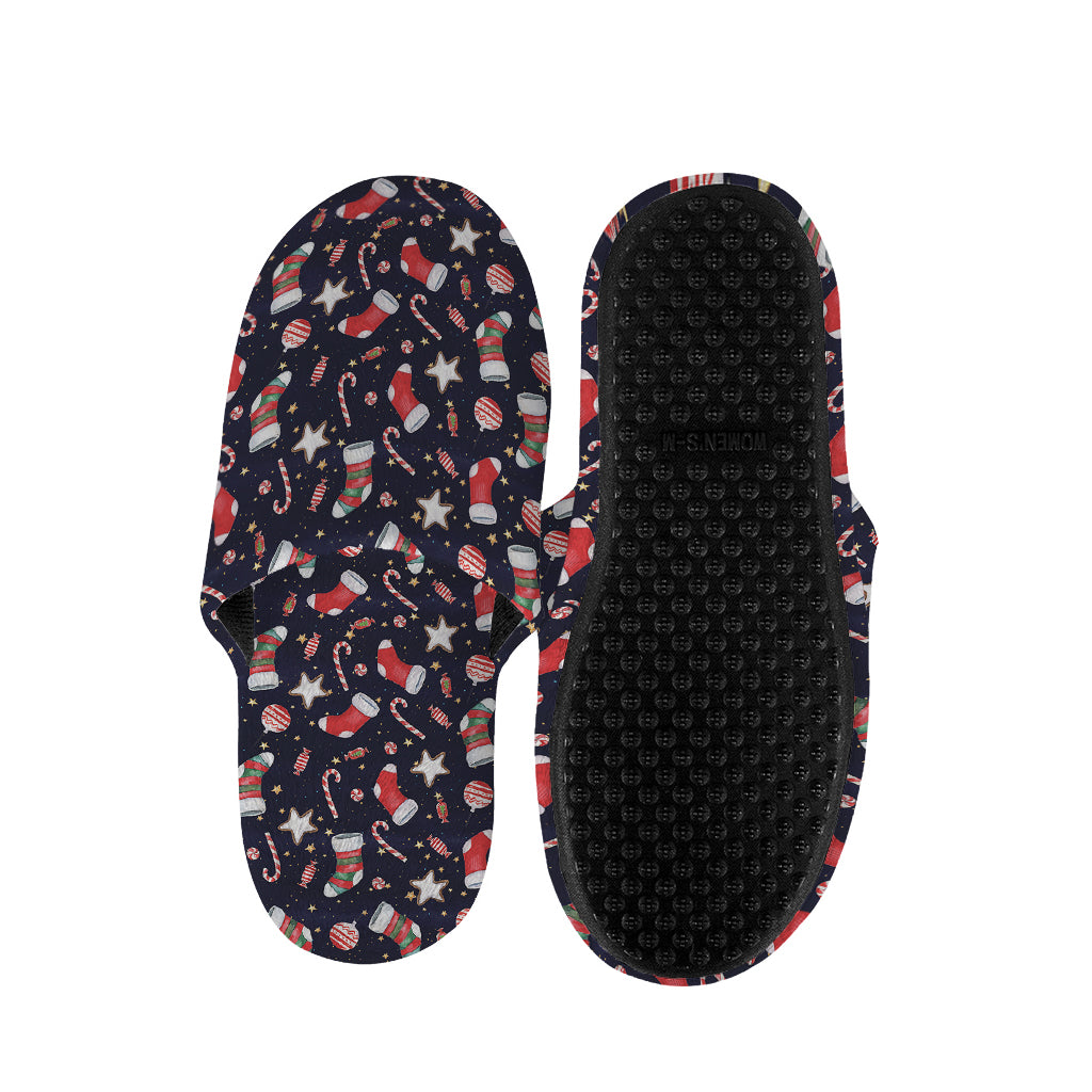 Watercolor Merry Christmas Pattern Print Slippers
