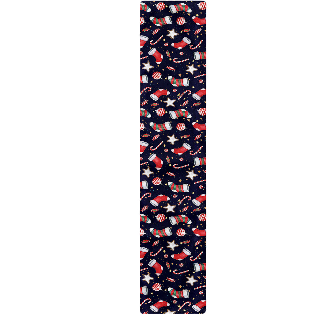 Watercolor Merry Christmas Pattern Print Table Runner