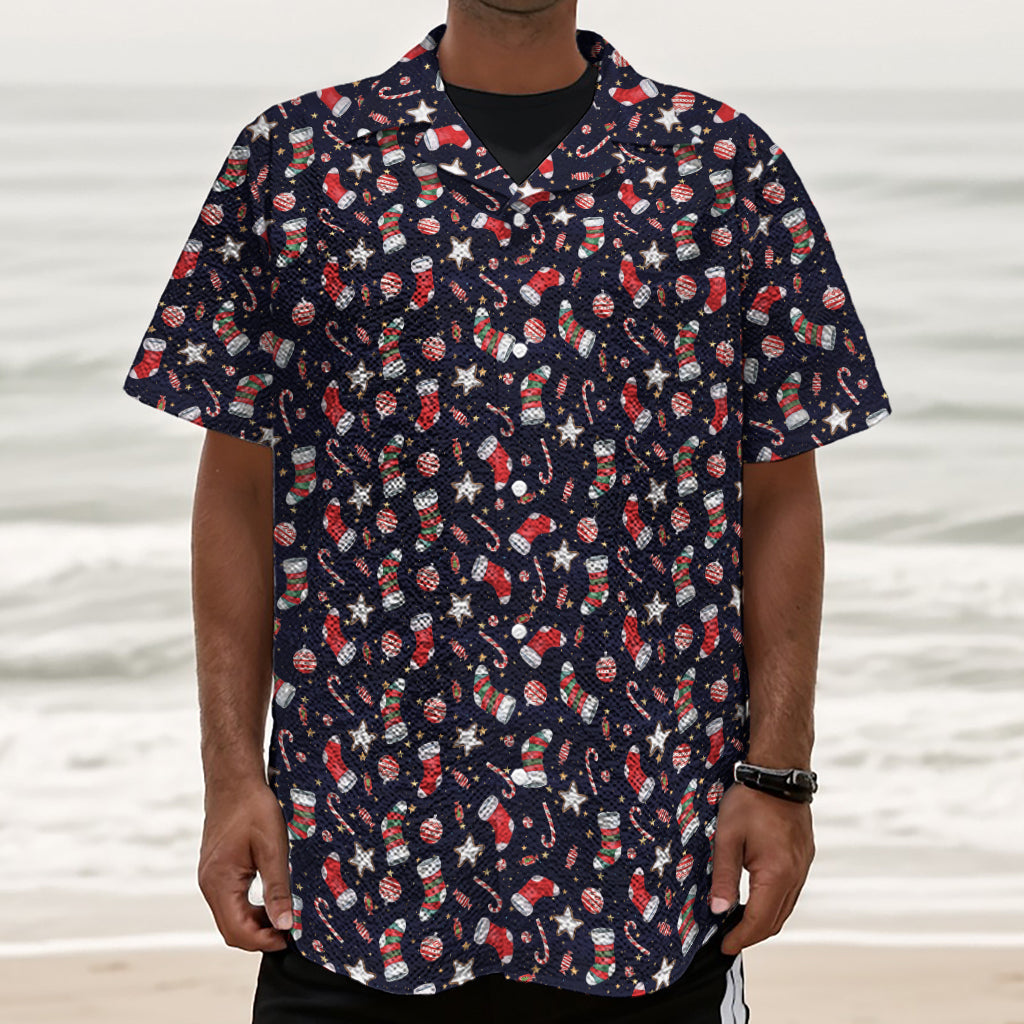 Watercolor Merry Christmas Pattern Print Textured Short Sleeve Shirt
