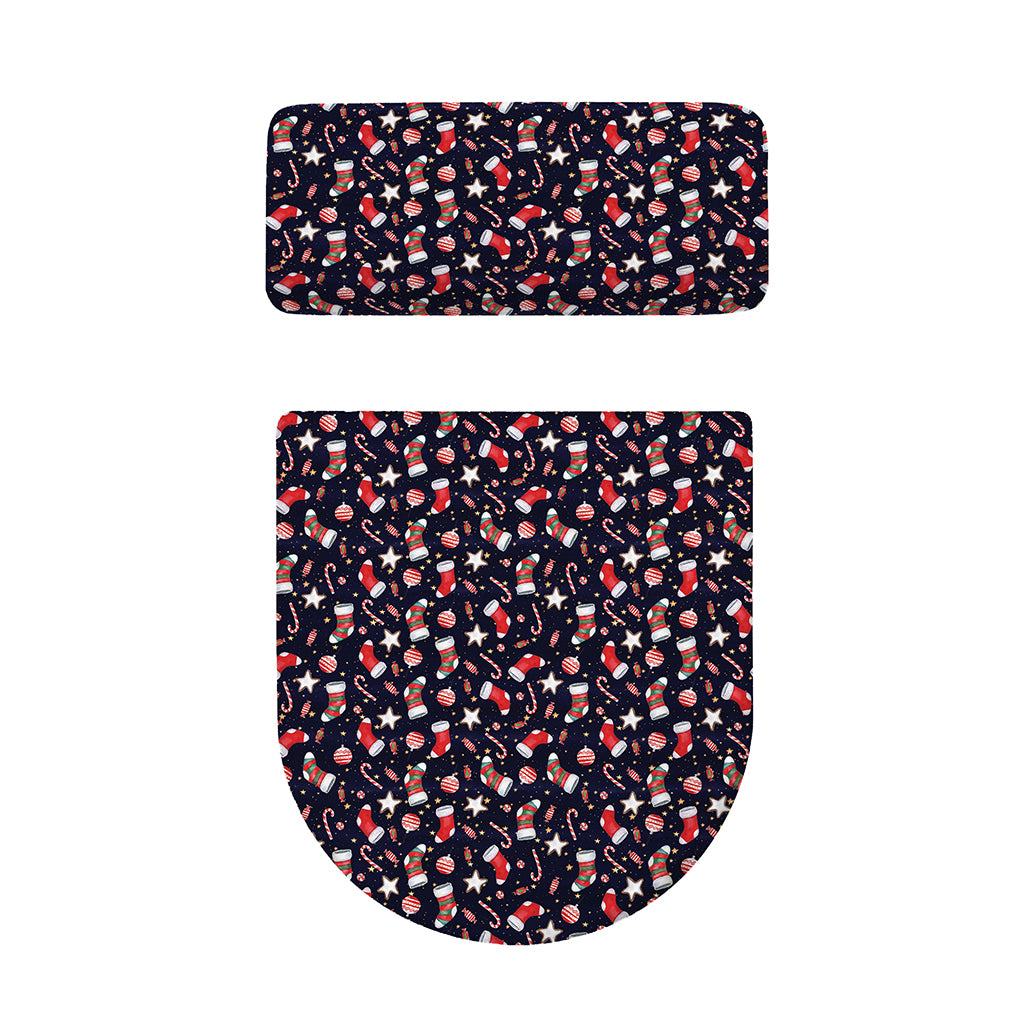 Watercolor Merry Christmas Pattern Print Toilet Lid And Tank Cover Set
