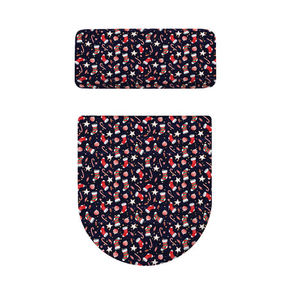 Watercolor Merry Christmas Pattern Print Toilet Lid And Tank Cover Set