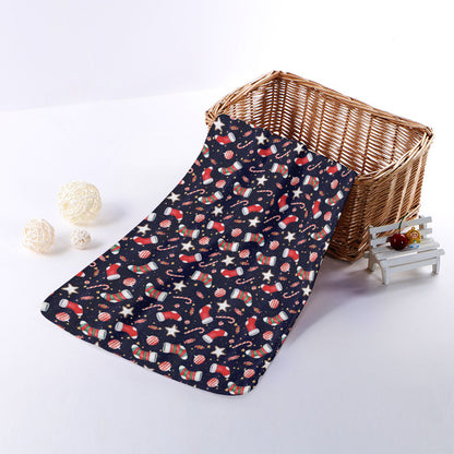 Watercolor Merry Christmas Pattern Print Towel