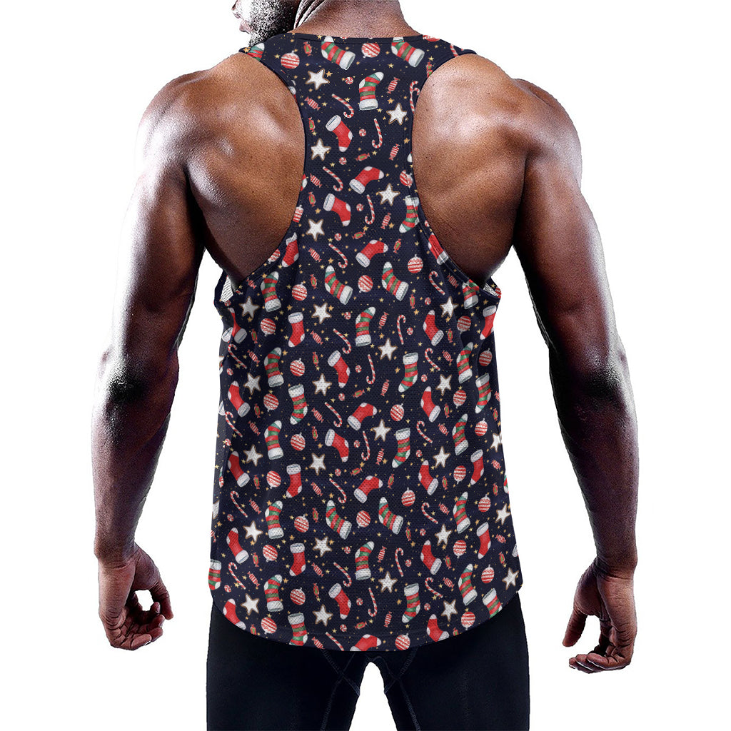 Watercolor Merry Christmas Pattern Print Training Tank Top