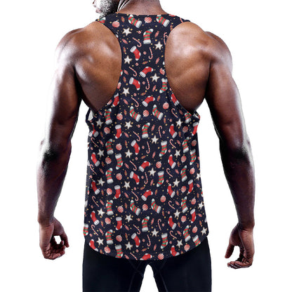 Watercolor Merry Christmas Pattern Print Training Tank Top