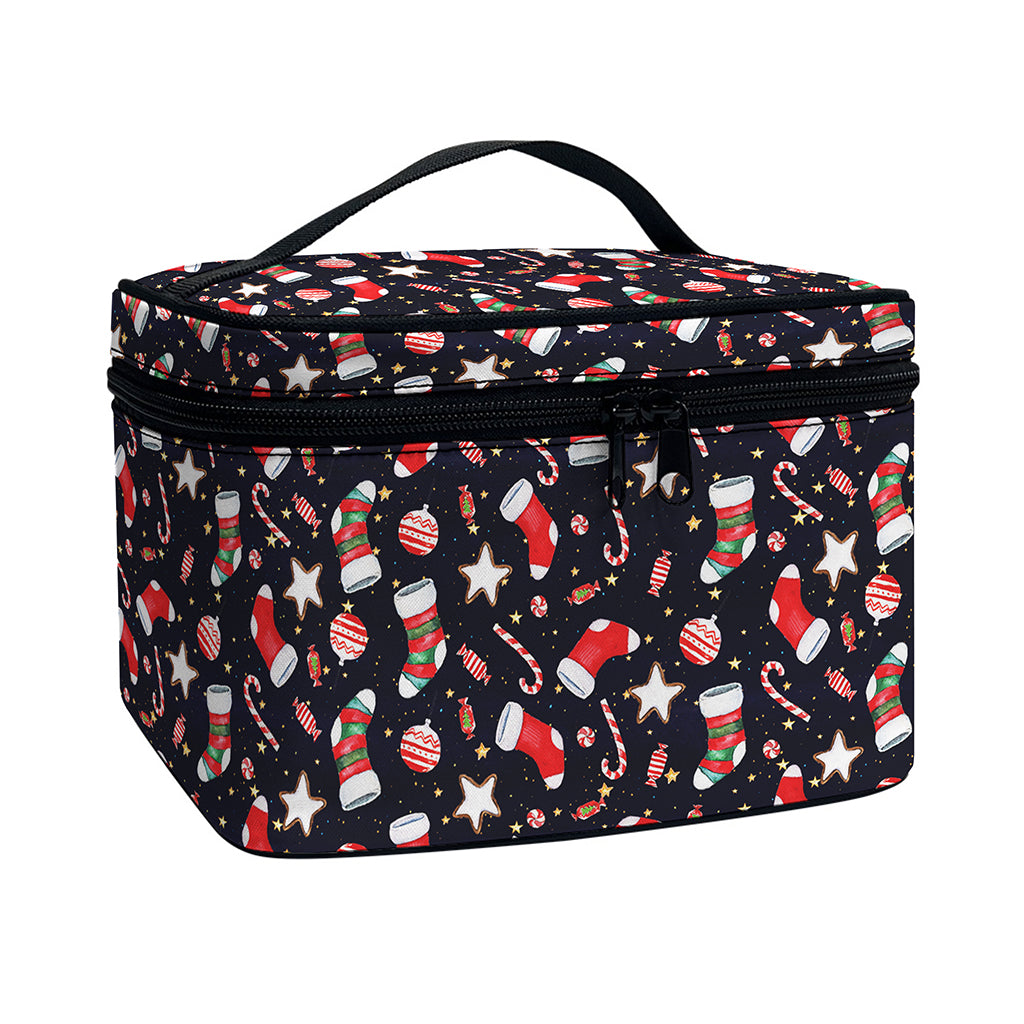 Watercolor Merry Christmas Pattern Print Travel Makeup Bag