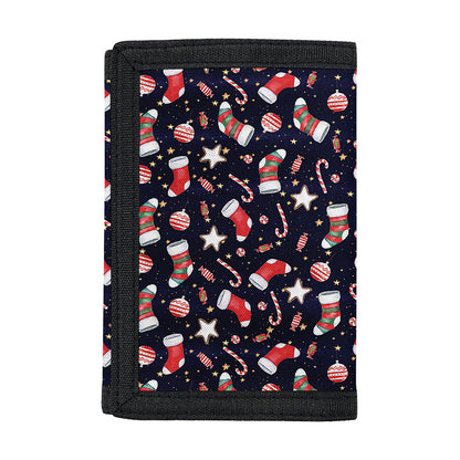 Watercolor Merry Christmas Pattern Print Trifold Wallet
