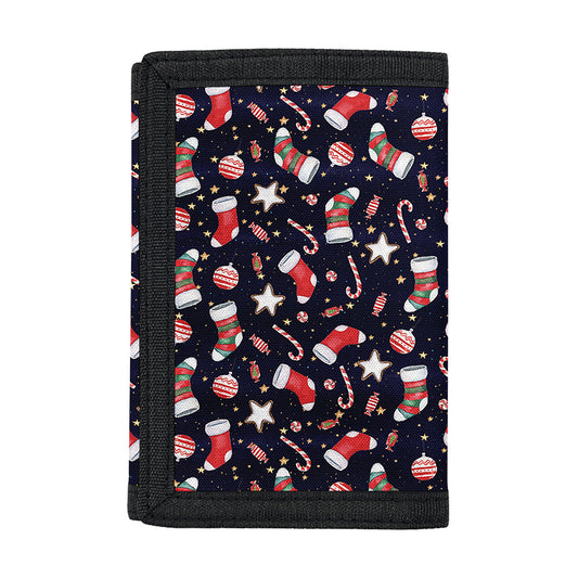 Watercolor Merry Christmas Pattern Print Trifold Wallet