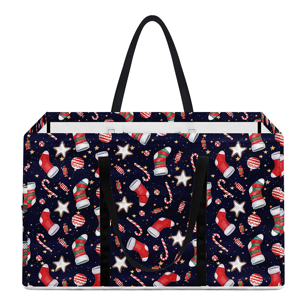 Watercolor Merry Christmas Pattern Print Utility Tote Bag