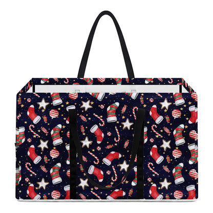 Watercolor Merry Christmas Pattern Print Utility Tote Bag