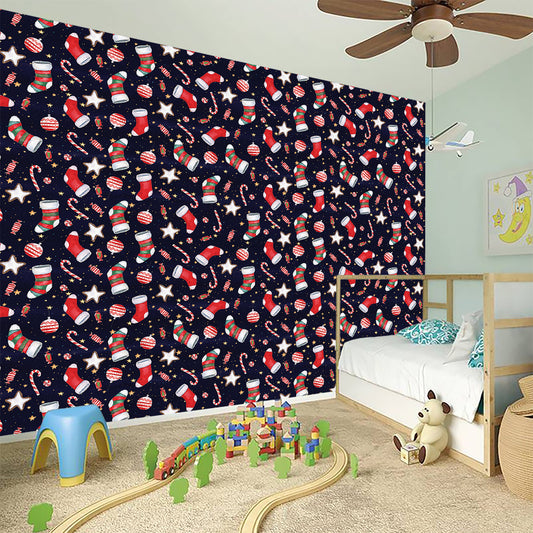 Watercolor Merry Christmas Pattern Print Wall Sticker