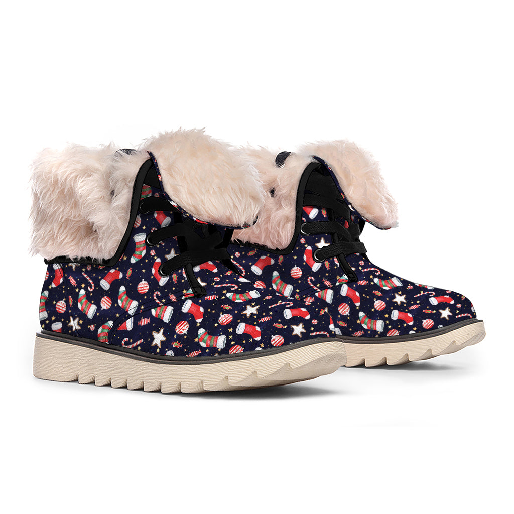 Watercolor Merry Christmas Pattern Print Winter Boots